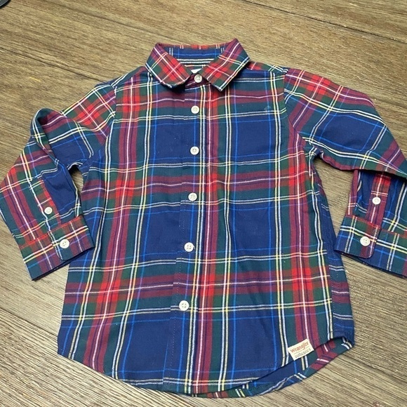 Wrangler red white blue button down long sleeve plaid shirt 3T - Picture 1 of 4